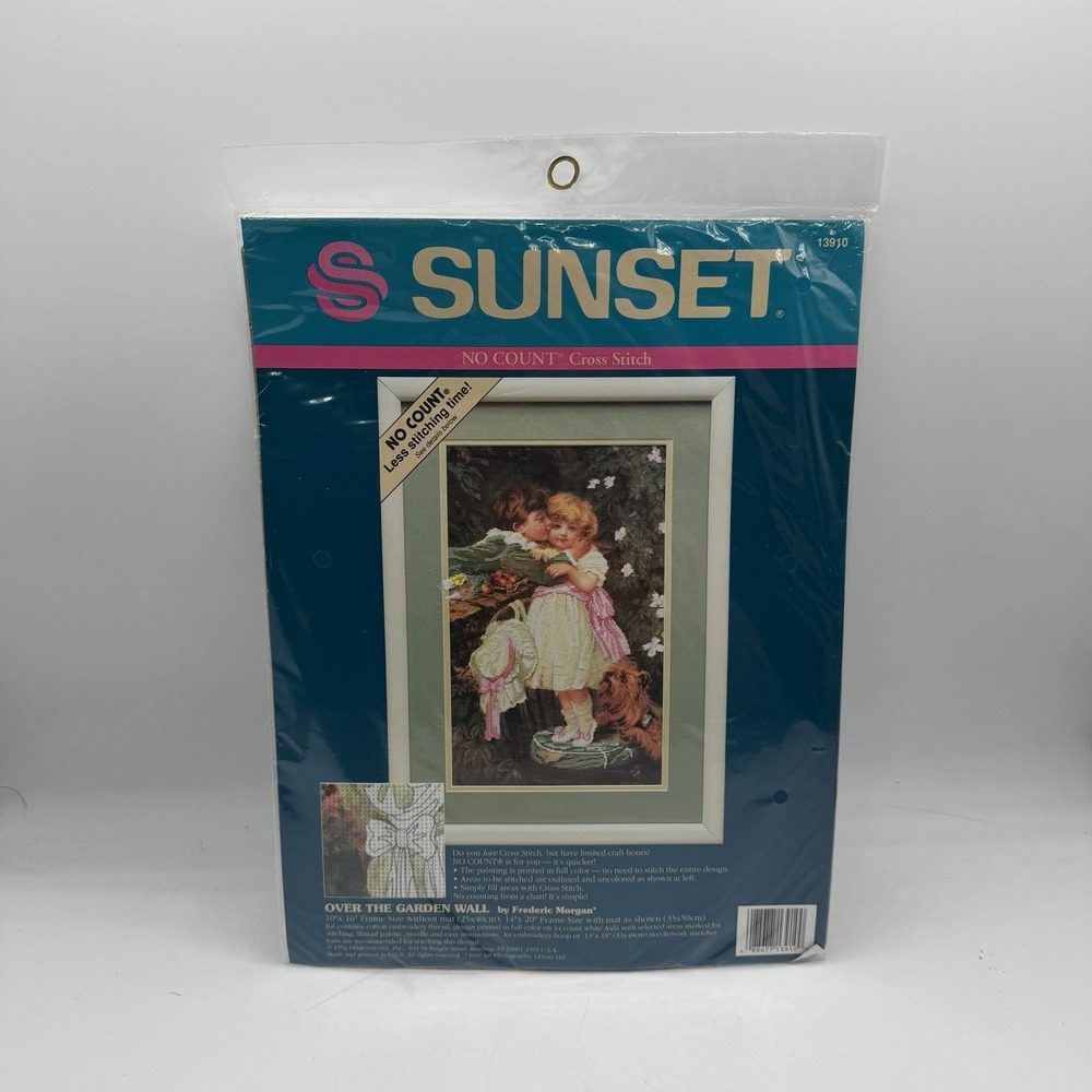 Vintage Sunset Over The Garden Wall No Count Cross Stitch 13910 1992